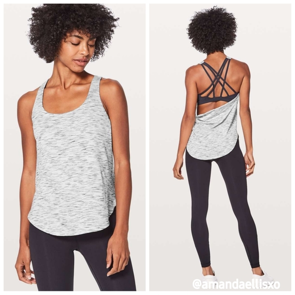 Lululemon Free To Be Serene Tank Tiger Space Dye Black White / Deep Coal - Picture 1 of 9